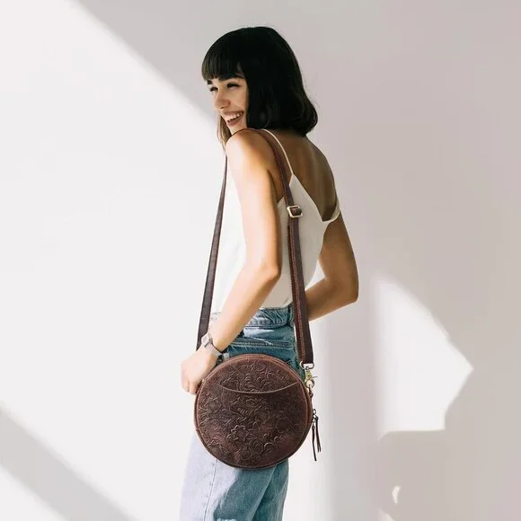 Chic Leather Crossbody Bag for Women - Round Design, 8.3 - Perfect Daily Use